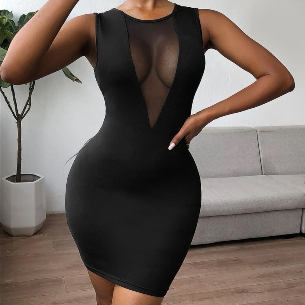 Black plunging dress